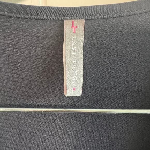 LAST TANGO Gray Ruched Asymmetrical Layered Stretch Dress M - Picture 4 of 10